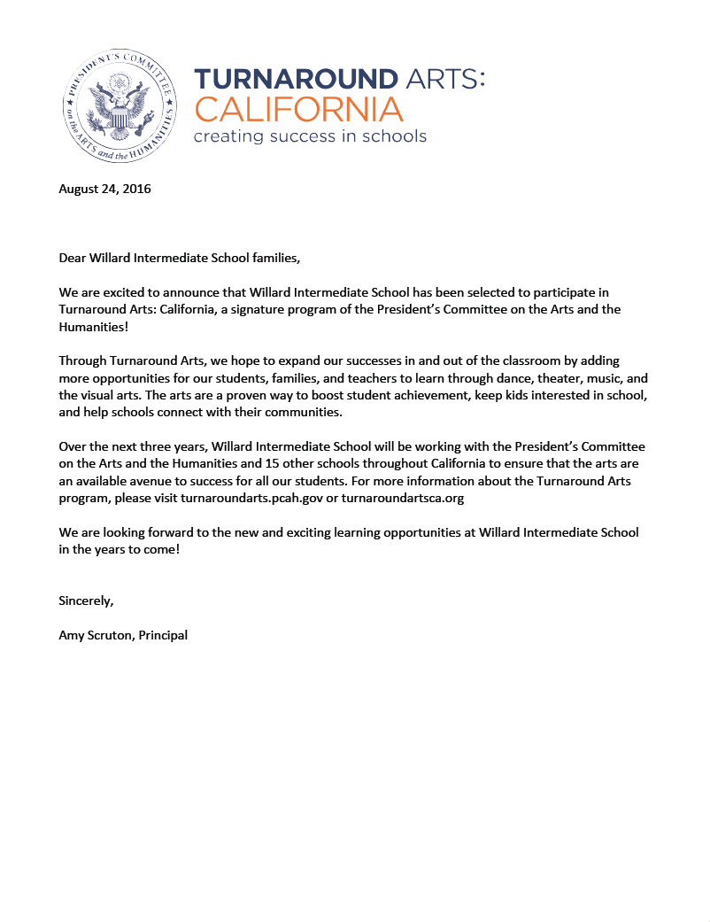 Willard Turnaround Arts Announcement 